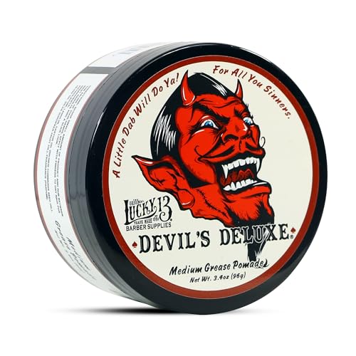 Lucky 13 Devil's Deluxe Grease Pomade 3.4oz | Oil Based | Medium Hold and Shine Beauty & Personal Care Lucky 13
