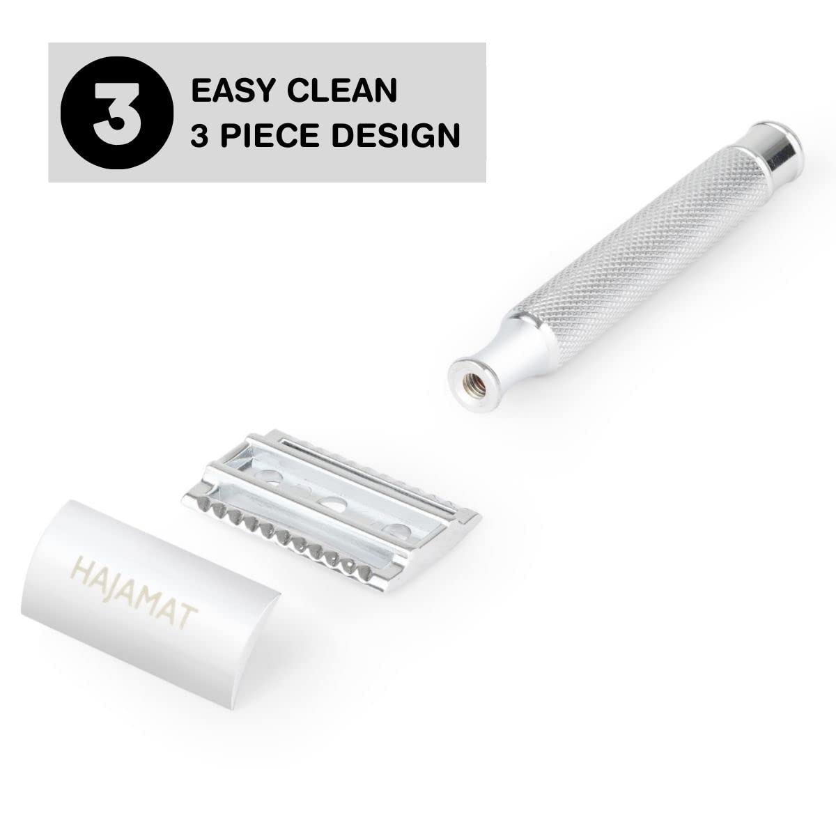 Hajamat Scythe Double Edge Safety Razor, Stainless Steel, Chrome Finish, Single Blade, Closed Comb Beauty and Personal Care Metrey Herbotech