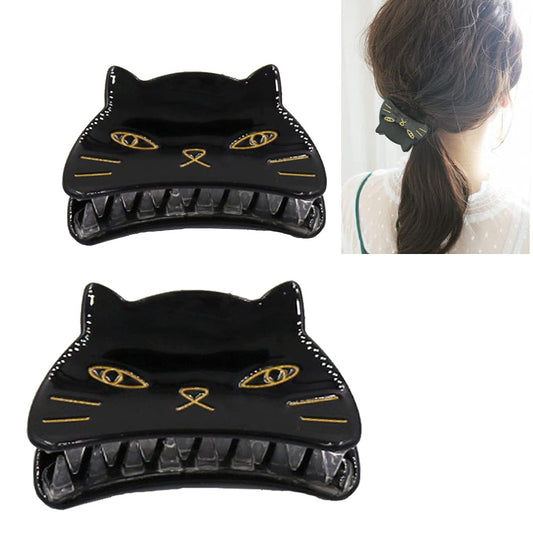 Yusier 2 PCS Cute Cat Claw Hair Claw Clip Two Sizes That Stay in Place Hair Clips Hair Clips fo Women Girl (Black Cat) Beauty & Personal Care Yusier
