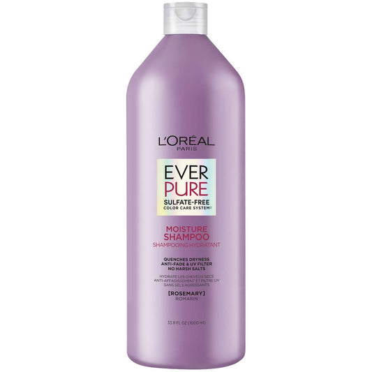 L’Oréal Paris EverPure Moisture Sulfate Free Shampoo for Color-Treated Hair, Rosemary, 33.8 Fl; Oz