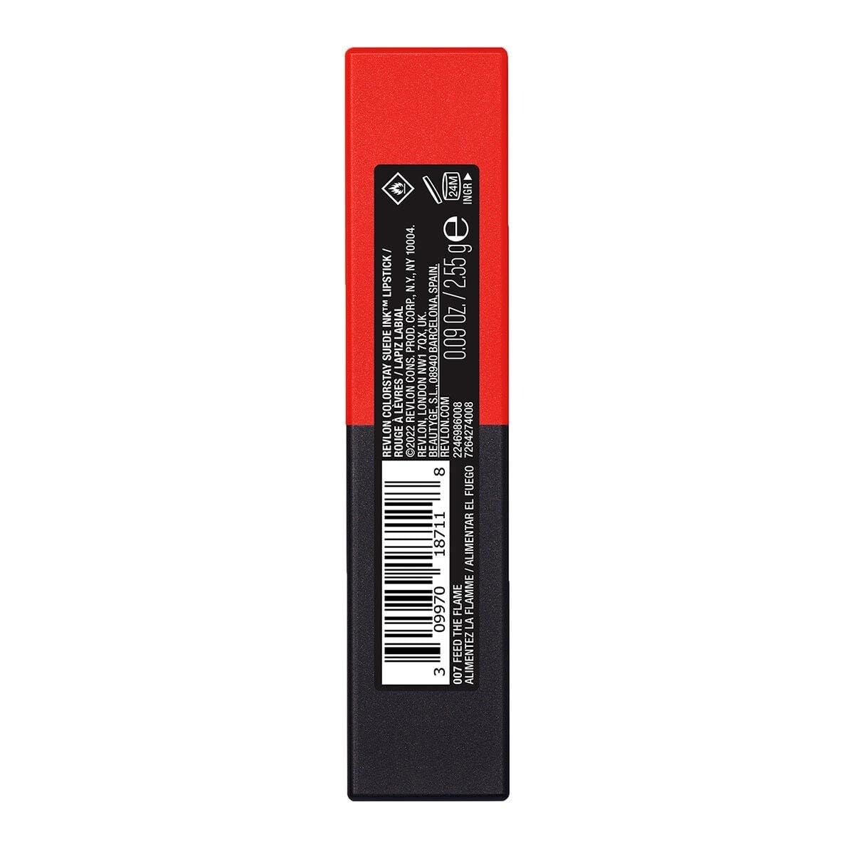Revlon Lipstick, ColorStay Suede Ink, Built-in Primer, Stocking Stuffer for Women, Waterproof, Smudge-proof, Matte Color, 007 Feed the Flame, 0.09 oz Beauty & Personal Care REVLON