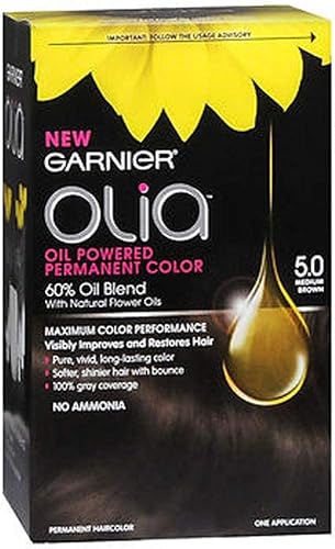 Garnier Olia Oil Powered Permanent Color, Medium Brown [5.0] 1 ea (Pack of 2) Beauty & Personal Care Garnier