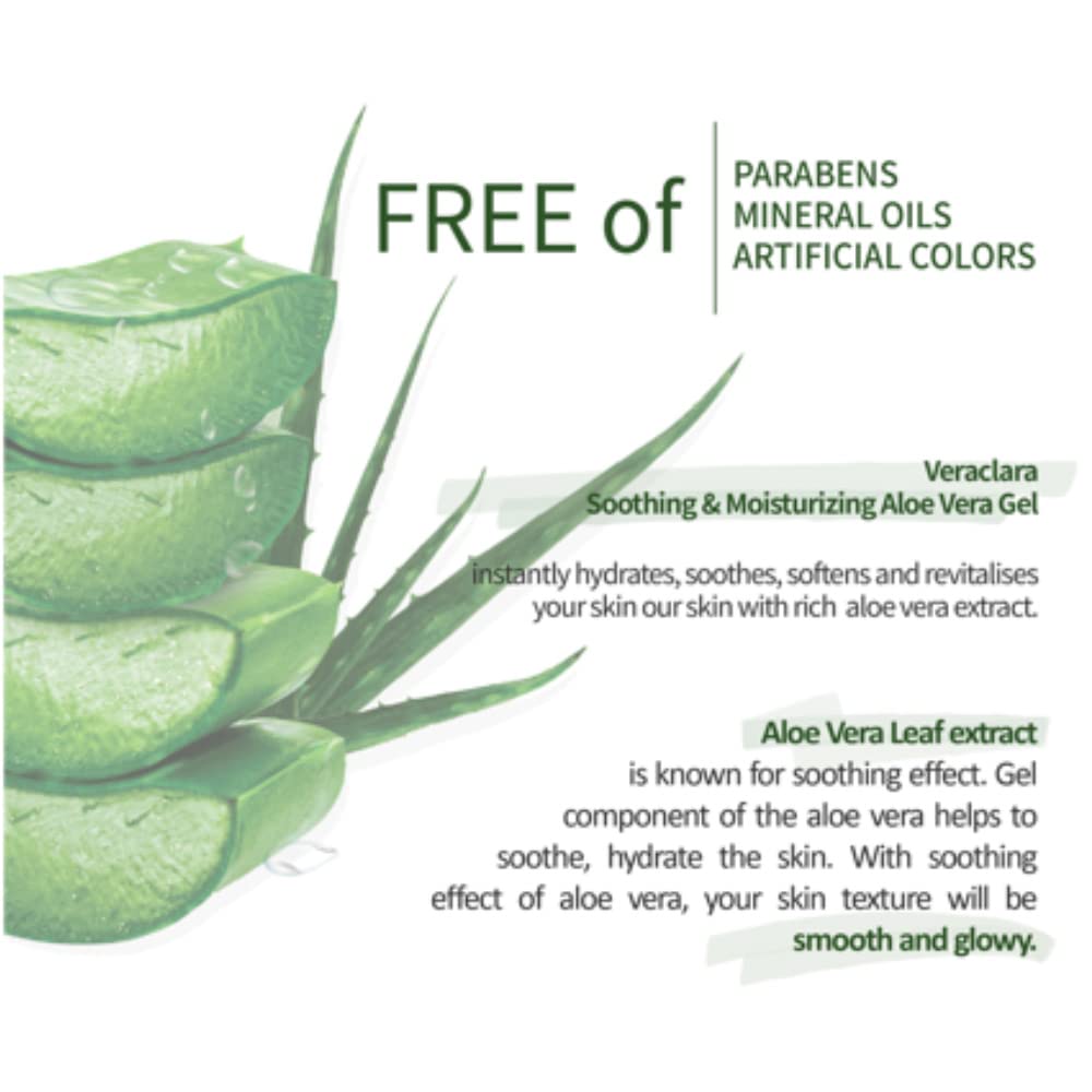 Veraclara]New Soothing Moisture Aloe Vera Gel 95 Percent(Purity) Korean Cosmetics (1) Beauty & Personal Care Veraclara