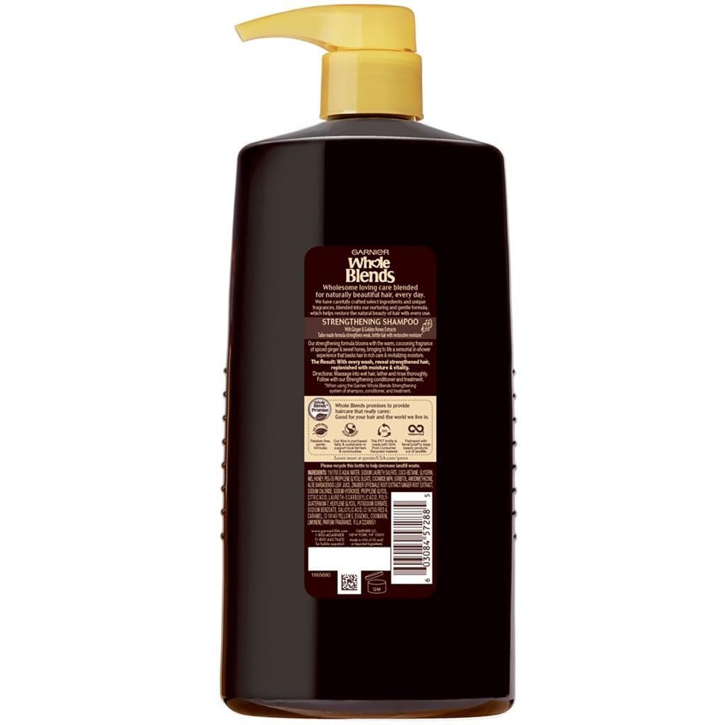 Garnier Whole Blends Strengthening Shampoo with Ginger and Golden Honey, All Hair Types, 28 fl oz