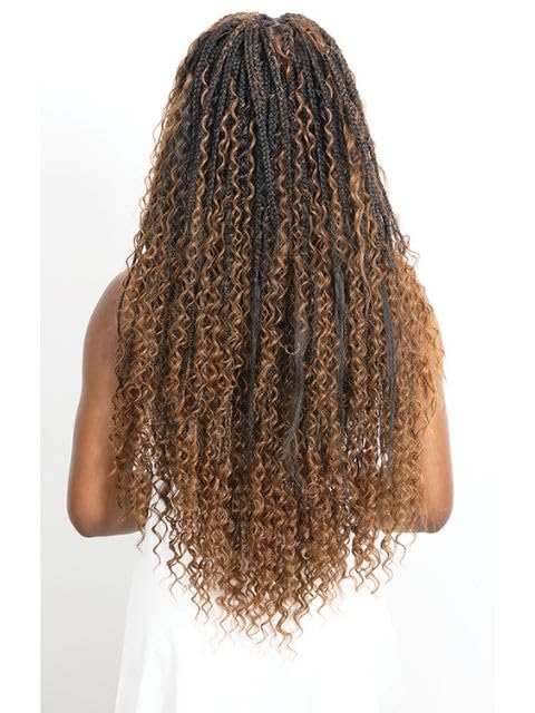 Janet Collection Human Hair Prime Unimix Encore Lavie X-Pert TRACK BRAID HAIR 3XB BOHO BOX BRAID Goddess curl ends WEAVING 24” (COLOR #1B)