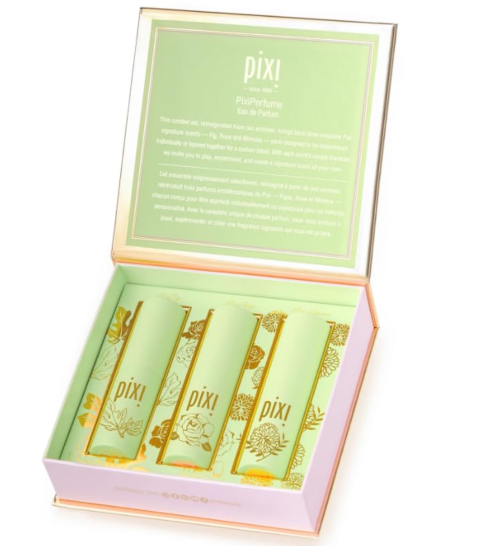 Pixi Beauty PixiPerfume Eau de Parfum Gift Trio, Layerable Rose, Fig and Mimosa Fragrance Set for Women, Travel Size Perfume, 3 x 0.5 fl oz Beauty & Personal Care Pixi