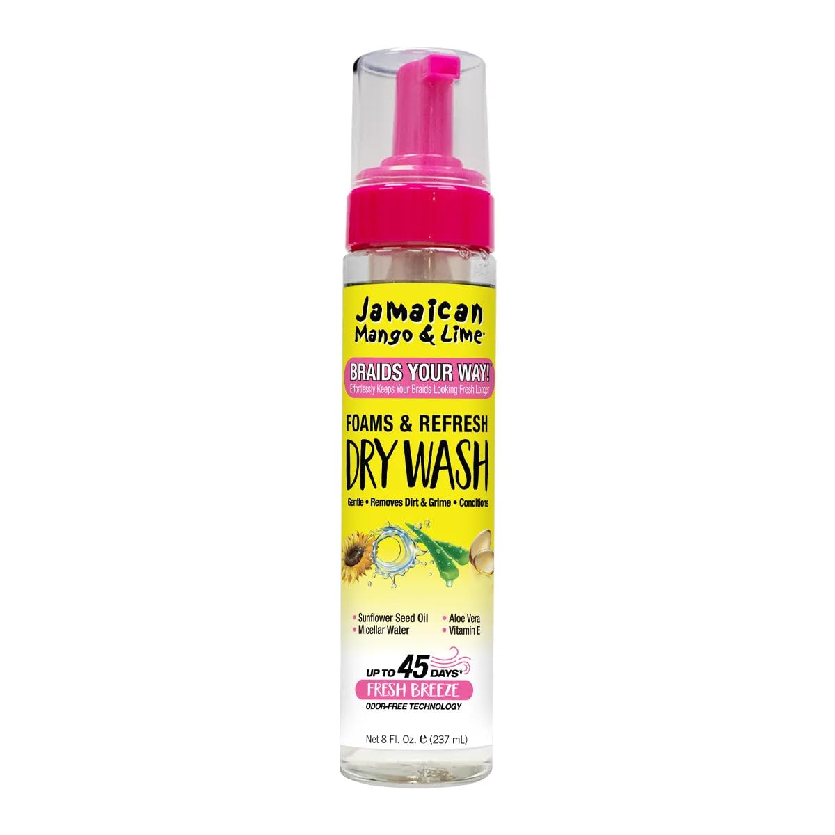 Jamaican Mango & Lime Braids Your Way Dry Wash - Gentle Cleansing Foam for Braids, Locs & Twists - No-Rinse Dry Shampoo for Scalp Beauty & Personal Care Jamaican Mango & Lime