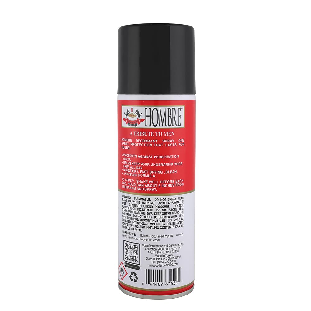 Hombre Red Deodorant Body Spray Classic for Men 5.5oz-156g (12 Pack) Beauty and Personal Care HOMBRE