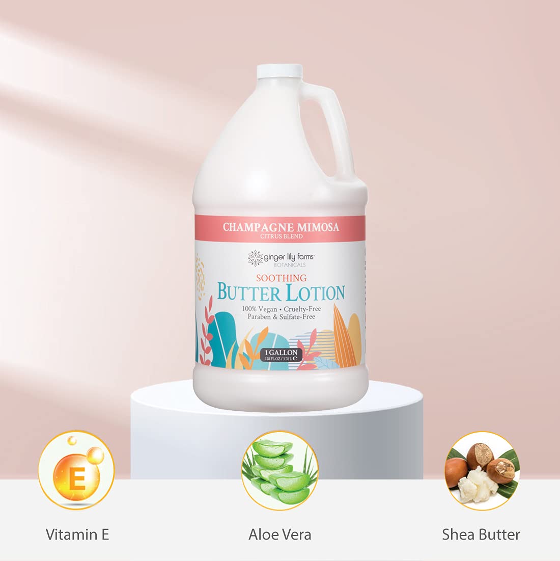 Ginger Lily Farms Botanicals Soothing Butter Lotion for Dry Skin, Champagne Mimosa, 100% Vegan & Cruelty-Free, Citrus Blend Scent, 1 Gallon (128 fl Beauty & Personal Care Ginger Lily Farms