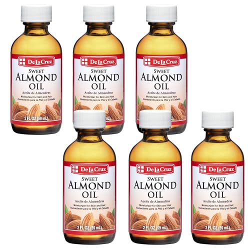 De La Cruz Sweet Almond Oil - Expeller Pressed Almond Oil for Skin and Hair 2 FL. OZ. (59 mL) - 6 Bottles Beauty & Personal Care De La Cruz