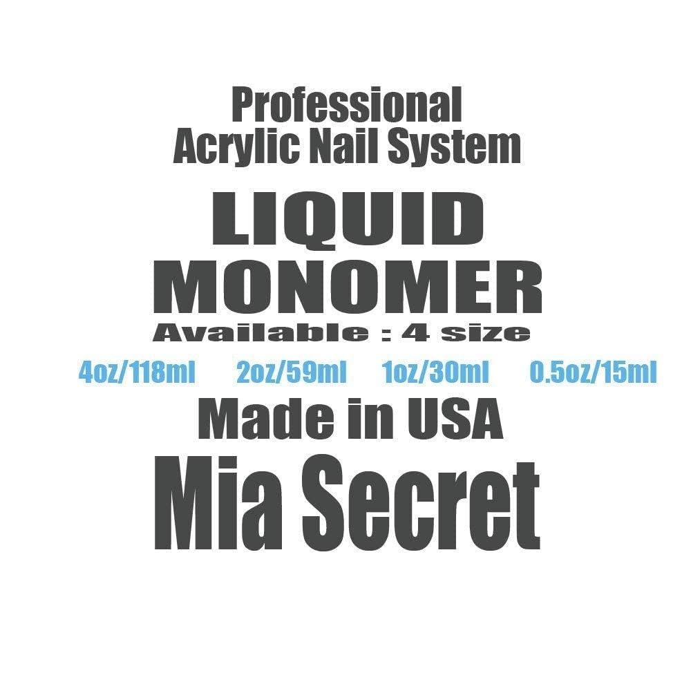 MIA SECRET 4oz Liquid Monomer + 4oz Clear Acrylic Powder Nail Art System Beauty & Personal Care Mia Secret