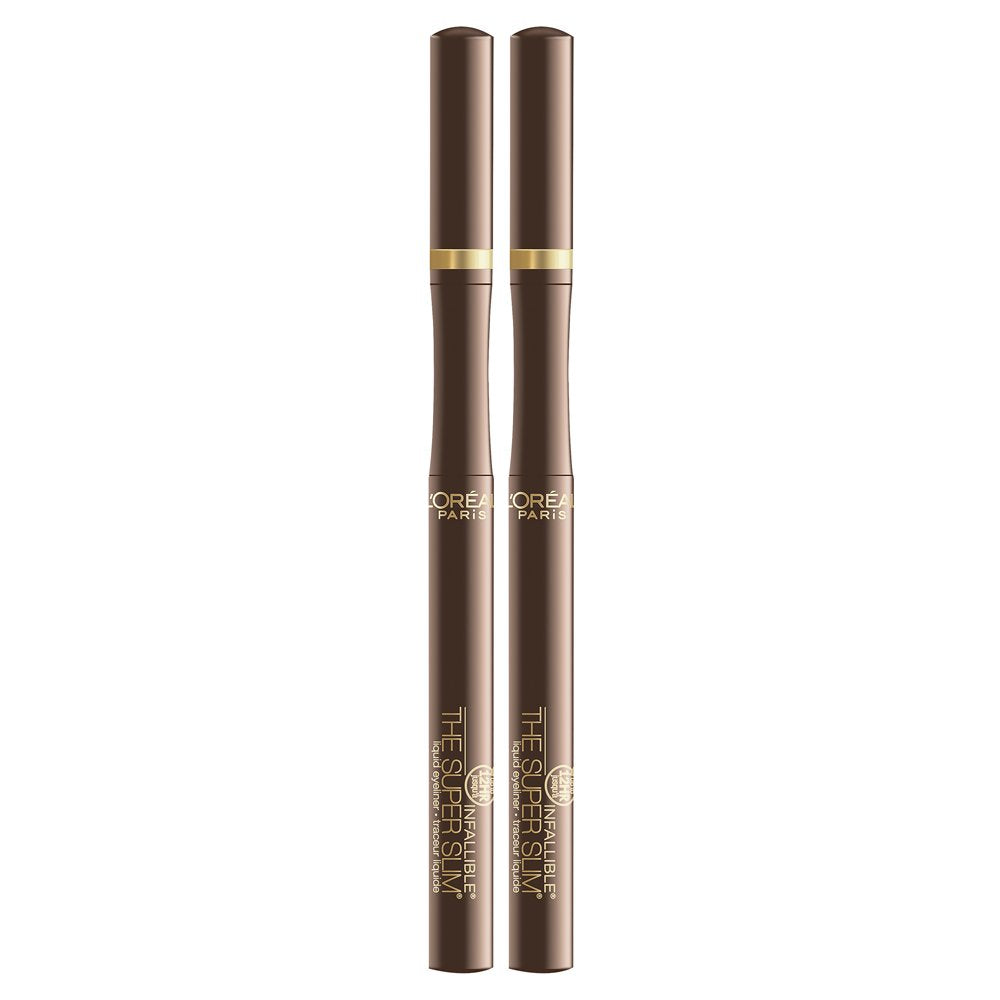 L'Oreal Paris Makeup Infallible Super Slim Long-Lasting Liquid Eyeliner, Ultra-Fine Felt Tip, Quick Drying Formula, Glides on Smoothly, Brown, Pack
