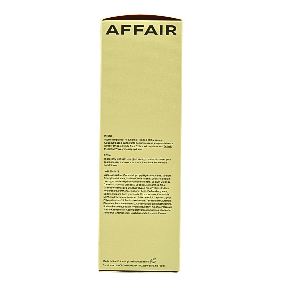 CROWN AFFAIR The Volumizing Shampoo 8oz - Lightweight Gel Cleanser for Oily, Flat Hair with Rice Protein & Tsubaki Oil