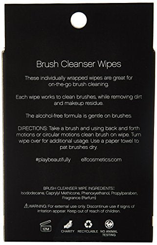 e.l.f. Brush Cleaner Wipes, 10 Count (Pack of 4) Beauty & Personal Care e.l.f.