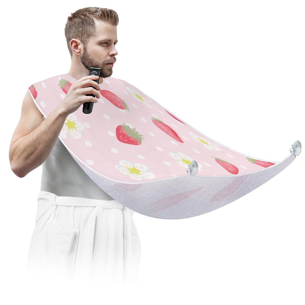Hsnar Sweet Fruit Strawberry Beard Bib Beard Hair Catcher for Men Shaving Waterproof Non-Stick Hair Catcher Grooming Cloth with 2 Suction Cups Beauty and Personal Care Hsnar