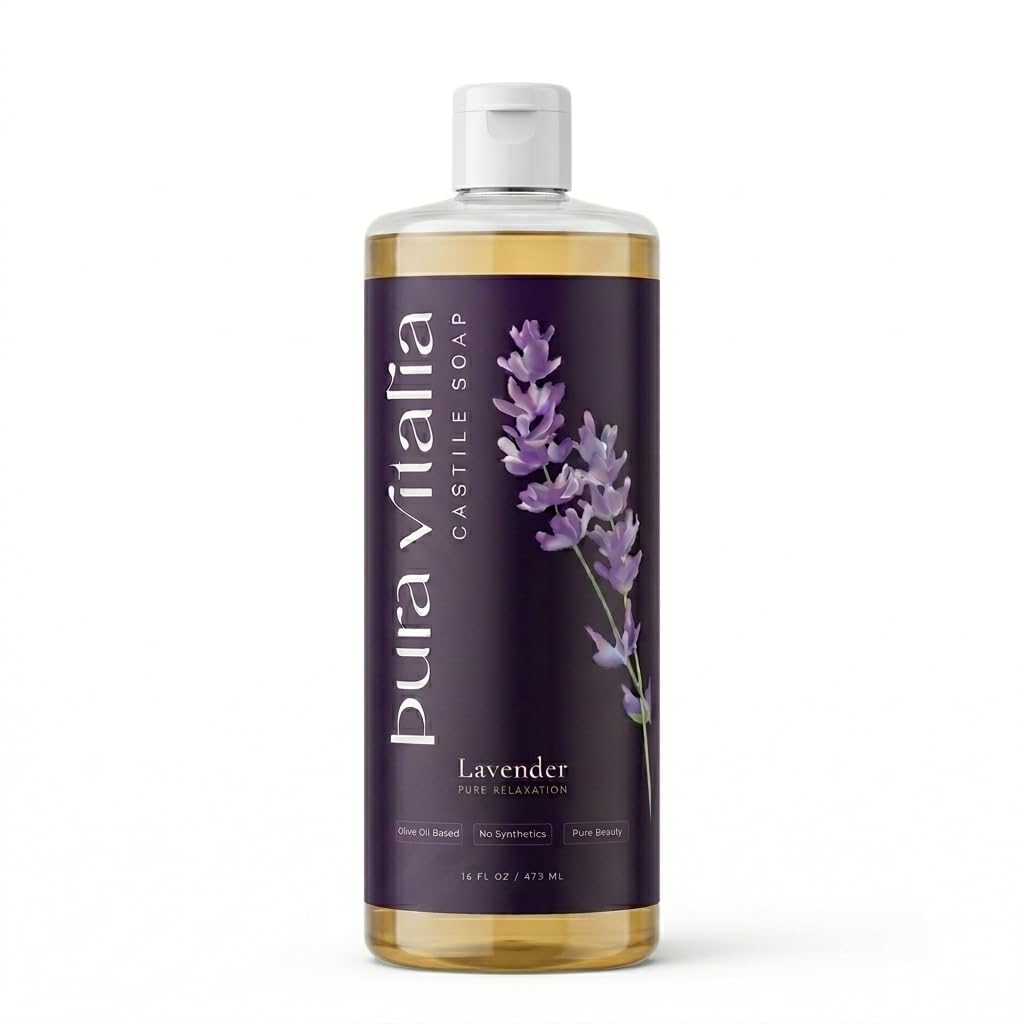 Pura Vitalia Lavender Organic Castile Soap Body Wash | Made with Organic Aloe Vera for Sensitive & Dry skin | No SLS, Parabens, or Synthetic Fragrance Beauty & Personal Care Pura Vitalia