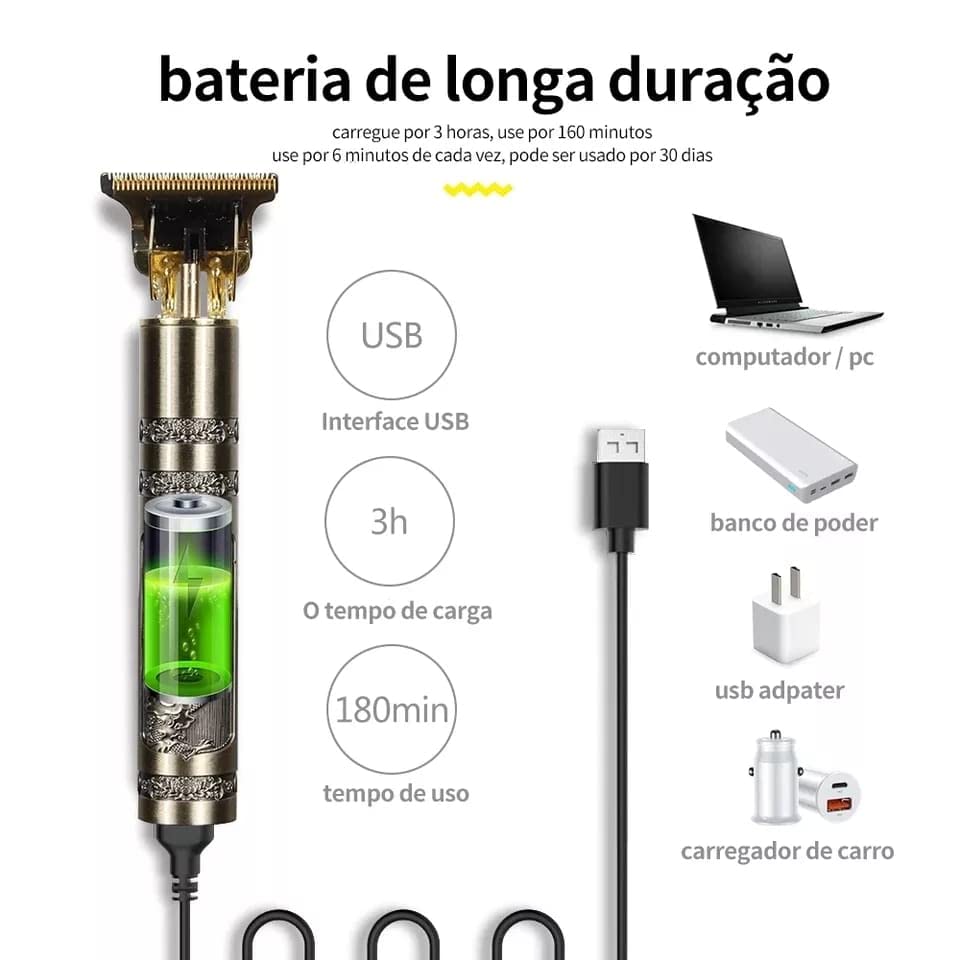 OZK Portable Beard Trimmer for Men - USB Rechargeable, Cordless Hair Clipper - White/Black Beauty and Personal Care OZK