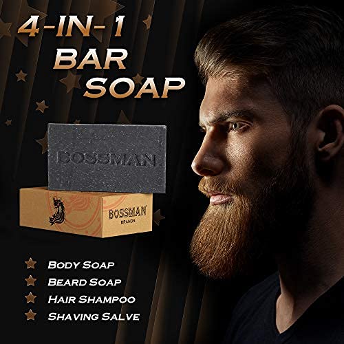 Bossman 6-Pack 4-in-1 Bar Soap for Men – All Natural Organic Beard Wash, Shampoo, Body Wash, Shaving Soap – Lavender & Patchouli Scent Beauty & Personal Care Bossman