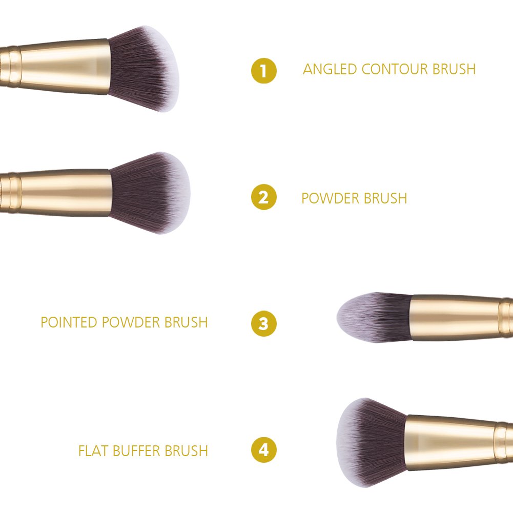 DUcare Makeup Brushes Duo End Foundation Powder Buffer and Contour Brush Synthetic Cosmetic Tools 2Pcs Beauty & Personal Care DUcare