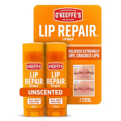 O'Keeffe's Lip Repair Unscented Lip Balm for Dry, Cracked Lips - Stick (Twin Pack) - Moisturizer for Very Dry Lips Beauty & Personal Care O'Keeffe's