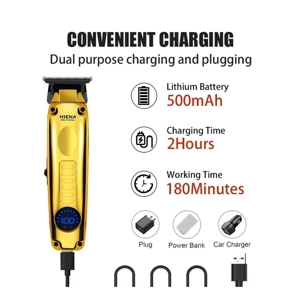 EWKYLSEM Razors HIENA Men's Electric Hair Clipper, USB Charging led Display Cordless use Trimmer, Convenient and Portable, Suitable for Home Beauty and Personal Care EWKYLSEM