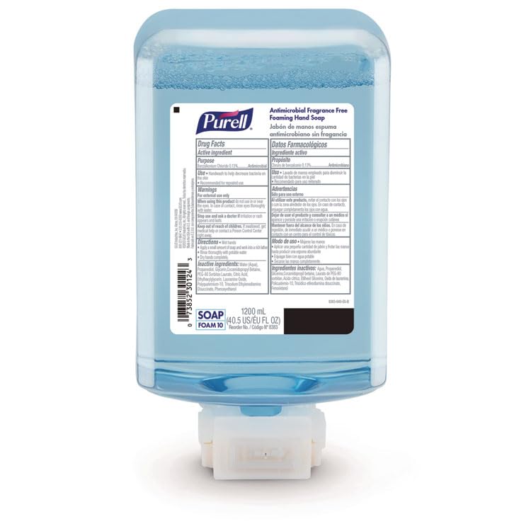 Antimicrobial Foaming Hand Soap Refill for ES10 Dispensers Fragrance-Free 1200 mL 2/Carton Beauty & Personal Care Purell