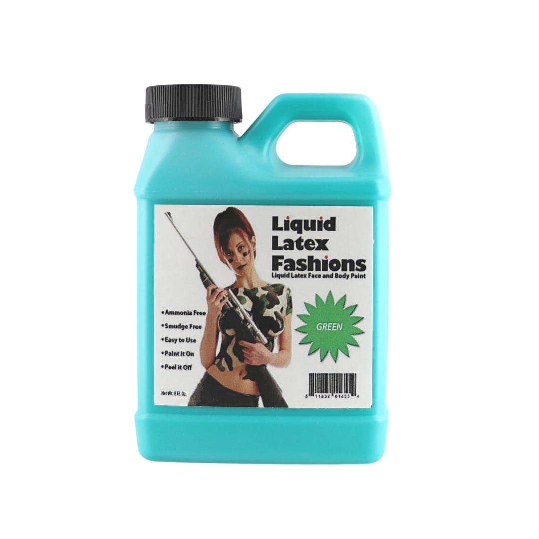 Green 8 Oz - Liquid Latex Body Paint, Ammonia Free No Odor, Easy On and Off, Cosplay Makeup, Creates Professional Monster, Zombie Arts Beauty & Personal Care Liquid Latex Fashions