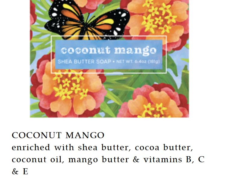 Greenwich Bay Trading Co. Coconut Mango Shea Butter Bath Soap, 6.4 oz, Set of 3 Beauty & Personal Care Greenwich Bay