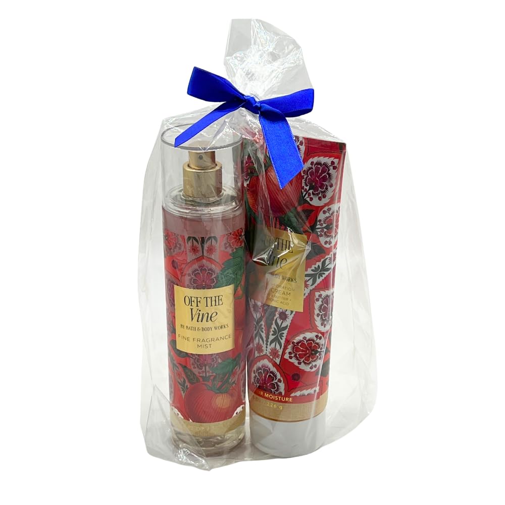 Bath & Body Works OFF THE VINE Fine Fragrance Mist & Body Cream 2pc bundle Gift Set with a Blue Bow for Holidays - Full Size Beauty and Personal Care Bath & Body Works