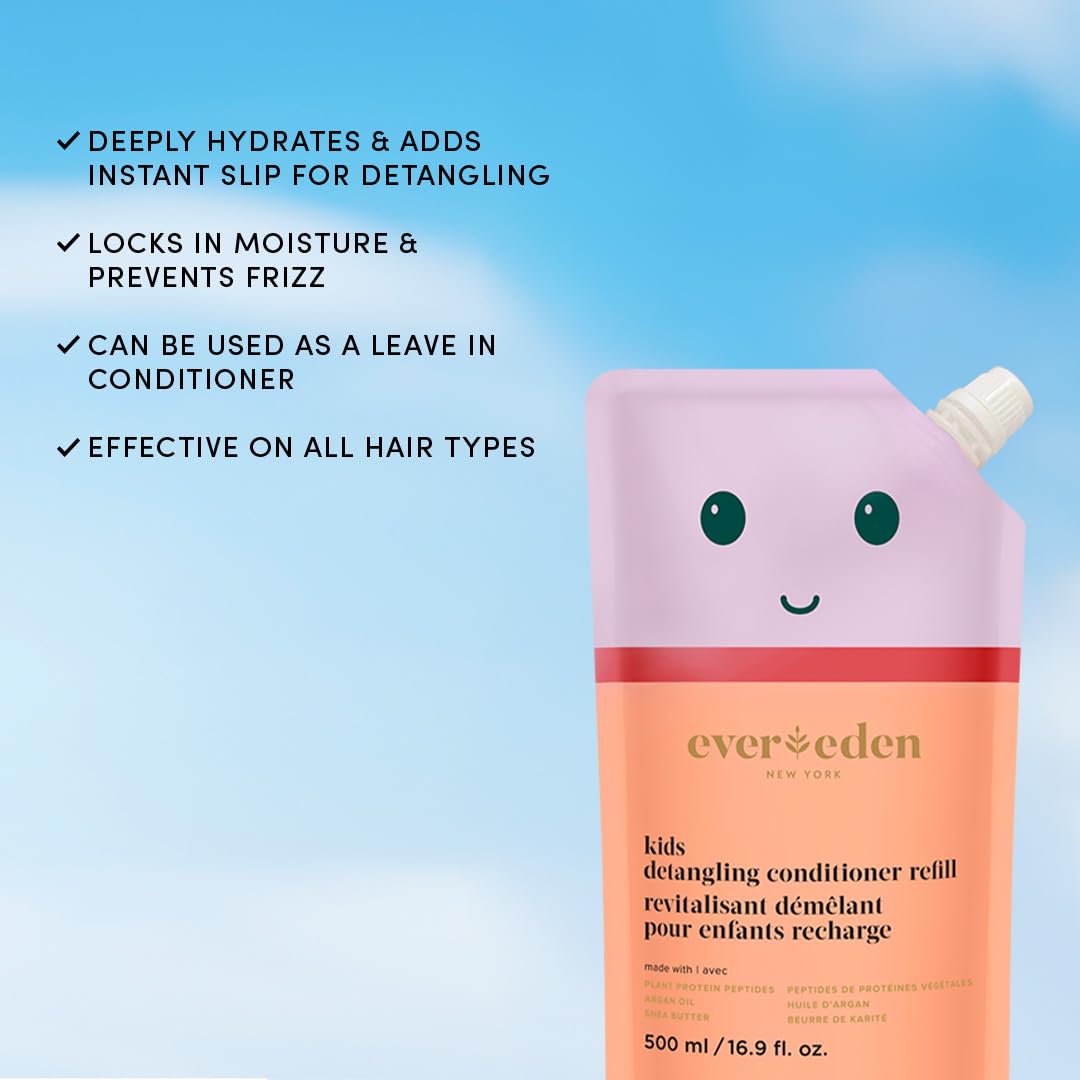 Evereden Kids Shampoo & Conditioner Refills | Dermatologist-Tested, EWG Verified, No Silicones | Detangling Haircare with Plant Protein Peptides Beauty & Personal Care Evereden