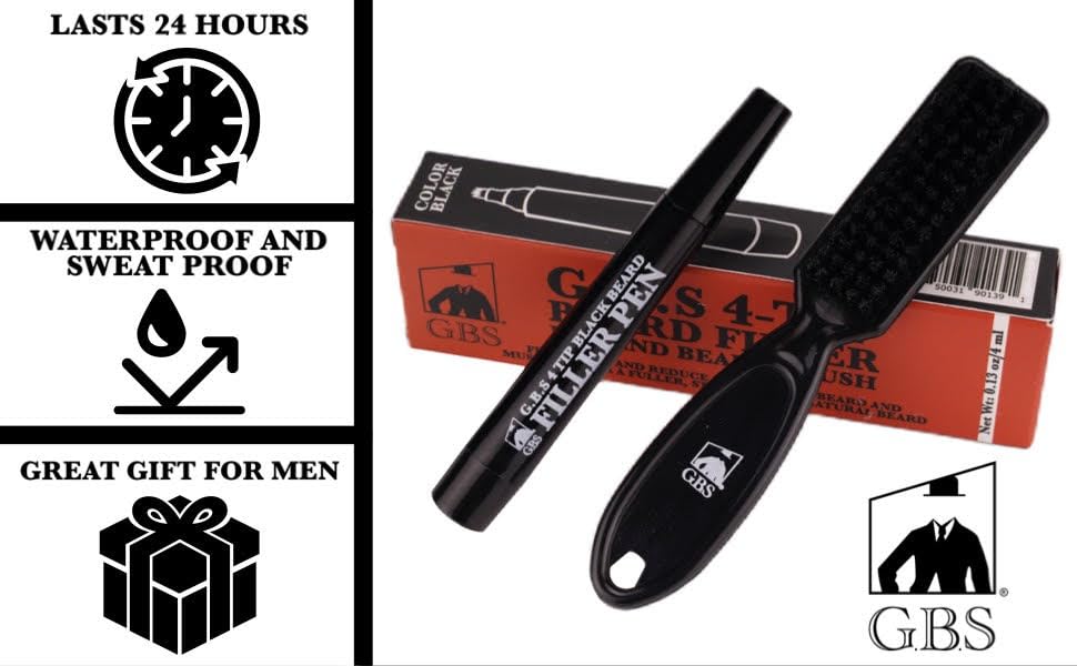 Beard Filler Pencil for Men Waterproof Beard Pen and Beard Brush Long Lasting Natural Look, Mustache Repair Shape, Define and Style Facial Hair Beauty and Personal Care G.B.S