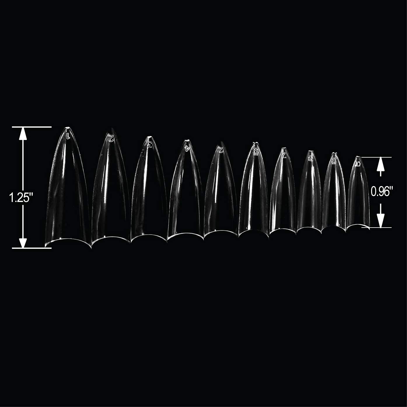 VIVACE Clear Stiletto 500 Acrylic False Fake Gel Nail Tips With Clear Plastic Case 27512 For Nail Salon Nail Shop (Clear Stiletto) Beauty & Personal Care Vivace