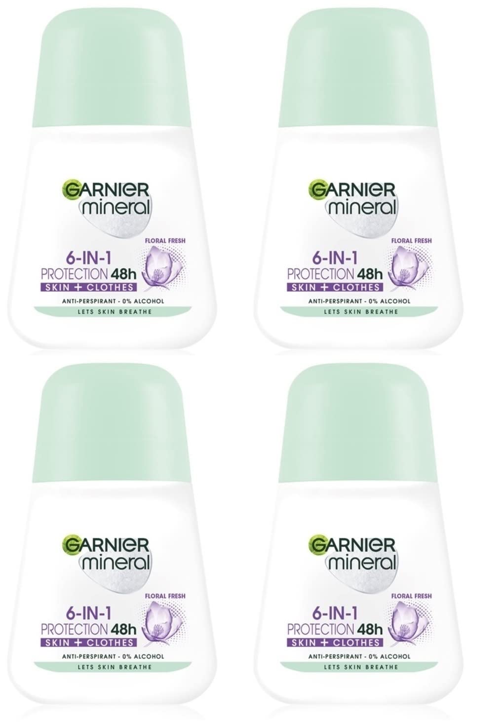 (Pack of 4) Garnier Mineral Protection 6 Floral Fresh Scent Anti-perspirant Roll On for Women 4x50ml Beauty and Personal Care Garnier