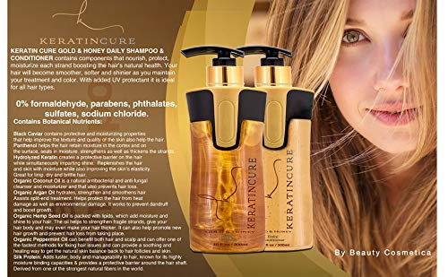 Keratin Cure Gold & Honey 2 Piece Hair Care Sulfate Free Shampoo, Conditioner for Repair Moisturize with Protein & Organic Extracts for keratin Beauty & Personal Care Keratin Cure