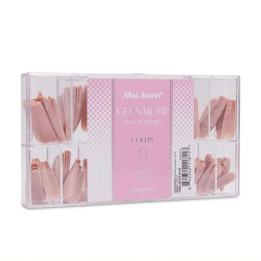 Mia Secret Soak off Soft Gel Nail Tip MADE IN USA for Salon and DIY (Cover Pink, Coffin)