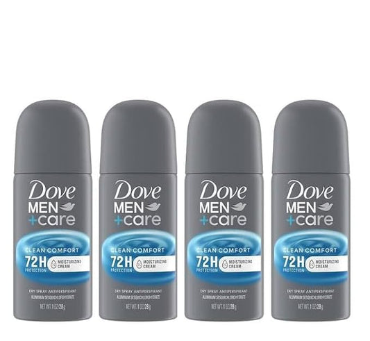 Dove Men+Care Antiperspirant Deodorant Dry Spray, Clean Comfort Scent, 1 oz 4-Pack 72-Hour Sweat & Odor Protection, Travel Size Beauty and Personal Care DOVE MEN + CARE