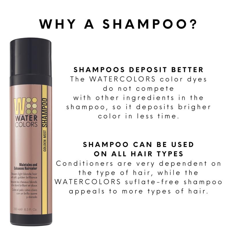 Watercolors Color Depositing Shampoo, Semi Permanent Hair Color 8.5 oz - GOLDEN MIST Beauty & Personal Care Watercolors