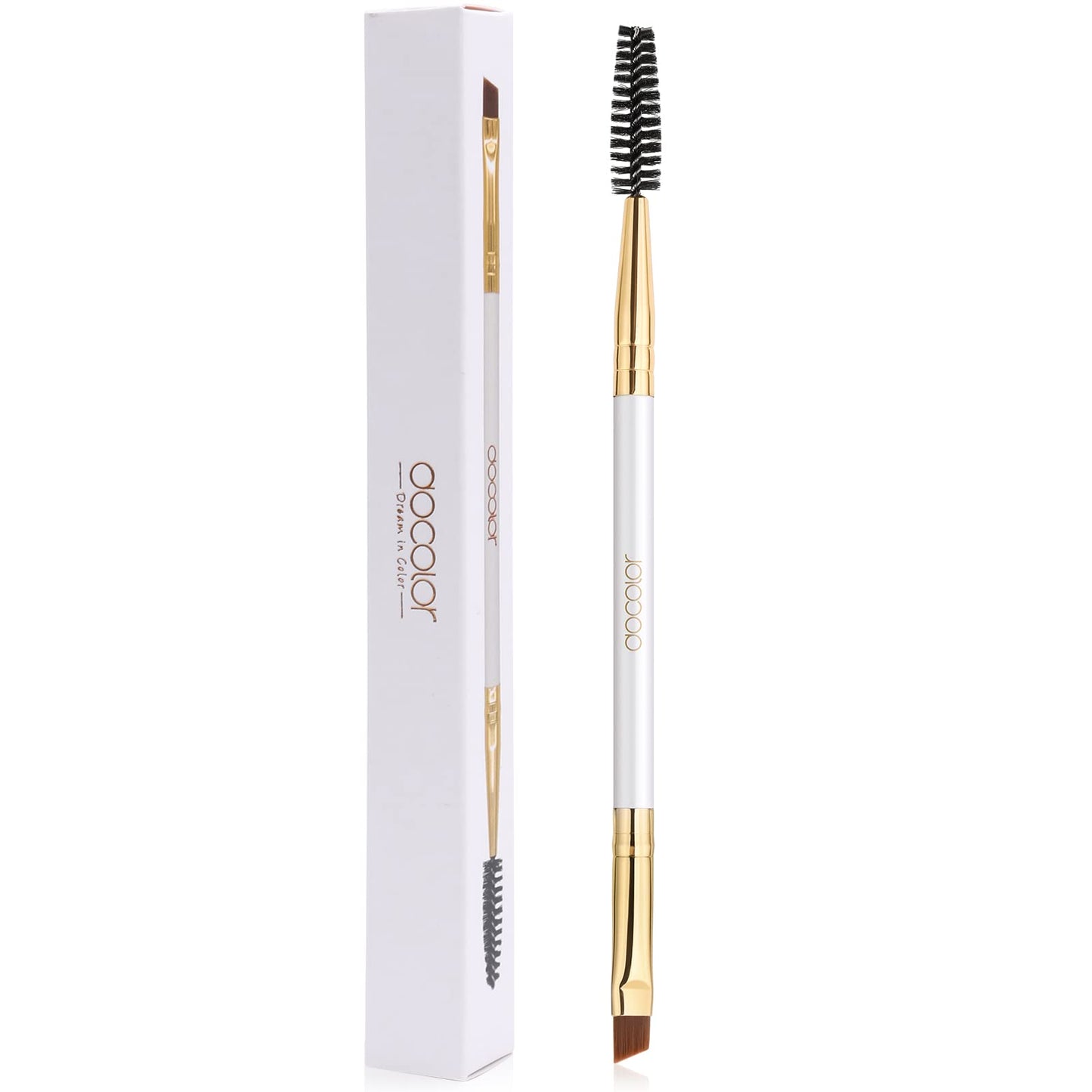 Docolor Eyebrow Brush Duo Eyebrow Spoolie Professional Angled Eye Brow Brush Perfect for Lining and Shaping Brows, Spoolie for Brows or Lashes White Beauty & Personal Care docolor