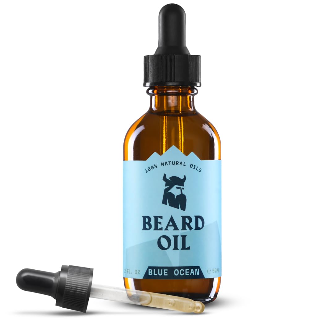 Striking Viking Beard Oil for Men (2 Fl Oz (Pack of 1), Blue Ocean) Naturally Derived Conditioner with Almond, Tea Tree, Argan & Jojoba Oil for Beard Beauty and Personal Care Striking Viking Default Title