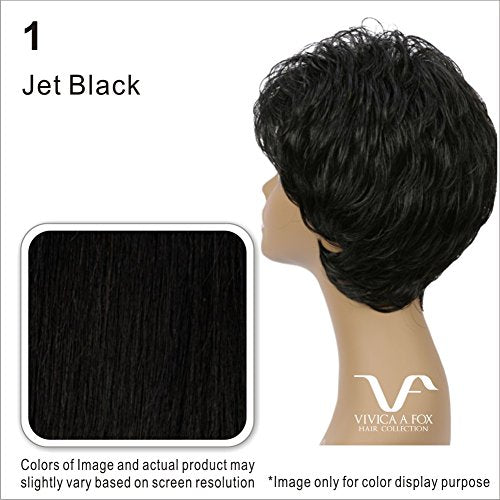 Vivica A. Fox AMY-V, Heat Resistant Fiber, Pure Comfort Cap, Layered Short Pixie Style with Tapered Back, Full Wig (1 Jet Black)