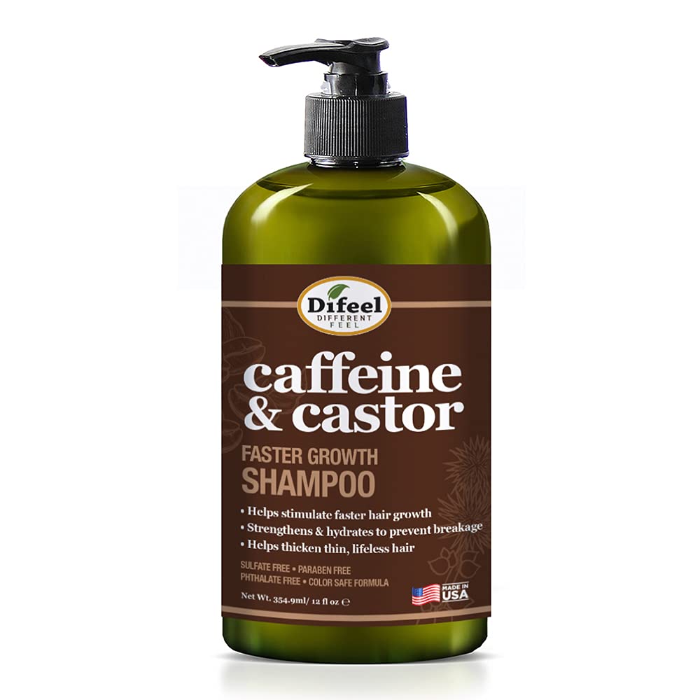 Difeel 4-PC Caffeine & Castor Faster Growth Shampoo & Conditioner Hair Care Gift Set - Includes 12oz Shampoo, 12oz Conditioner, 12oz Hair Mask & 7.1oz Beauty & Personal Care Difeel