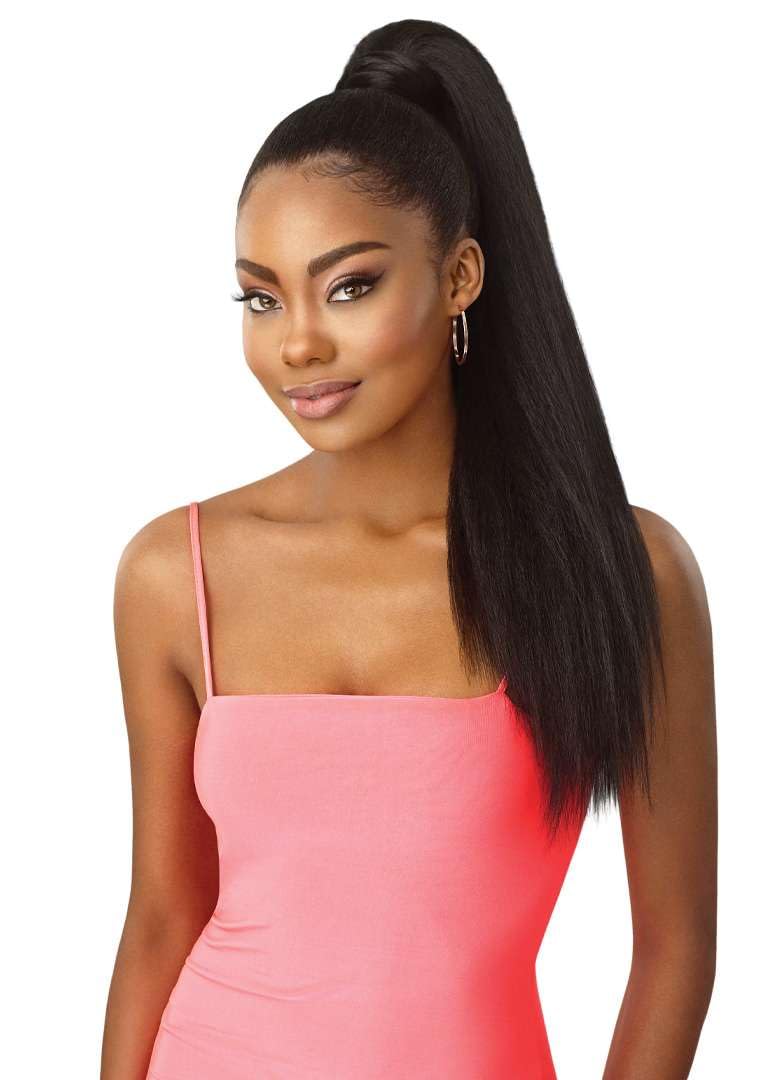 Outre Pretty Quick - Wrap Pony - Kinky Straight 28" (OFF BLACK 1B)