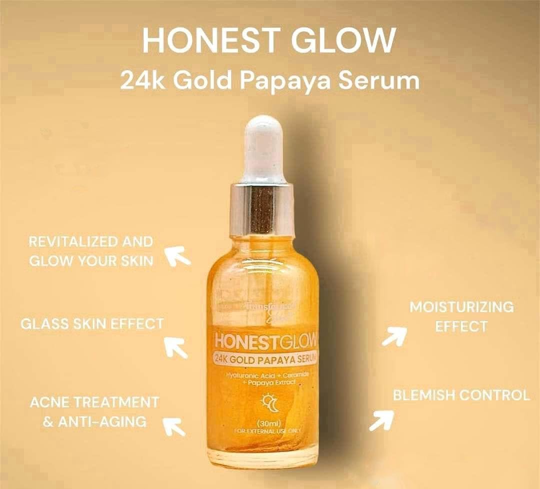 Transformed Skin HONEST GLOW 24K Gold Papaya Serum, 30ml Beauty & Personal Care HonestGlow