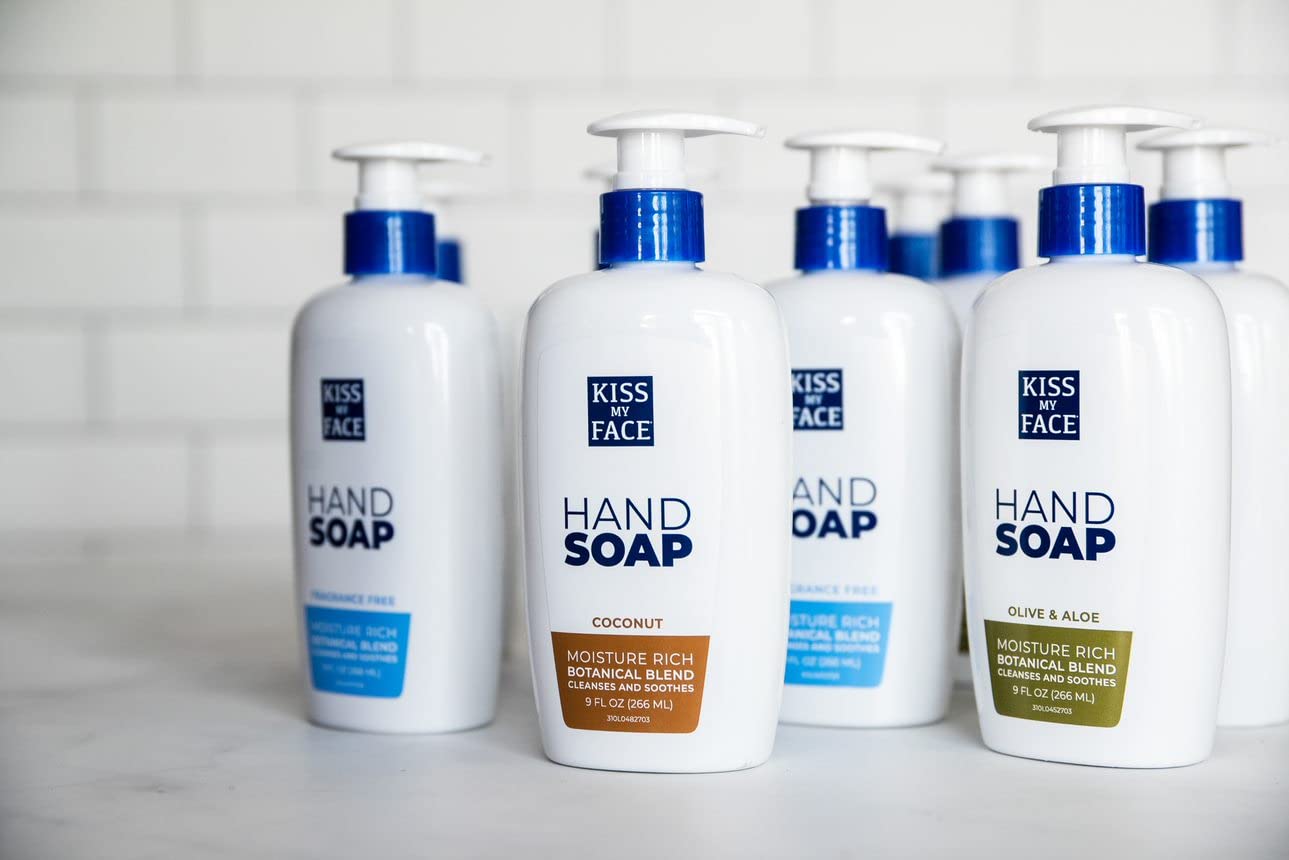 Kiss My Face Moisture Liquid Hand Soap Vegan and Cruelty Free Hand Wash Soap 9 fl oz Bottle with Pump Dispenser (Olive and Aloe, Pack of 1) Beauty & Personal Care Kiss My Face