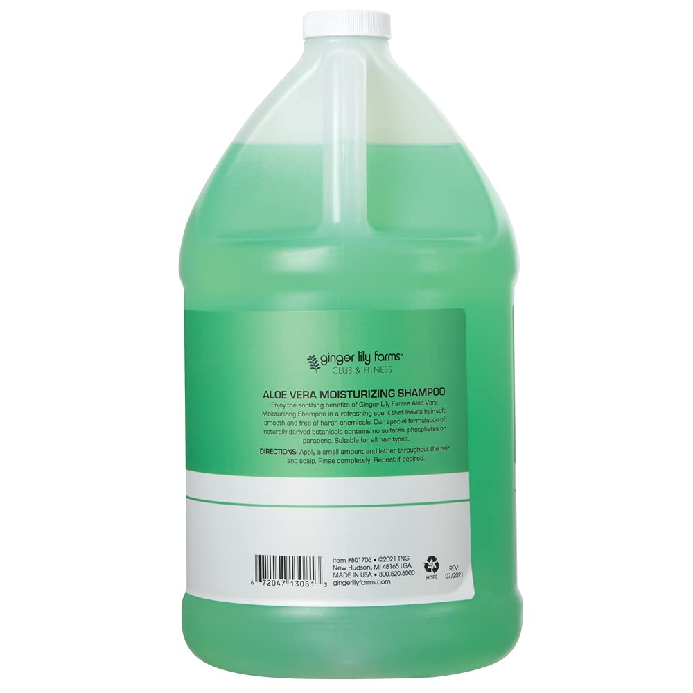 Ginger Lily Farms Club & Fitness Moisturizing Shampoo for All Hair Types, 100% Vegan & Cruelty-Free, Aloe Vera Scent, 1 Gallon (128 fl oz) Refill Beauty & Personal Care Ginger Lily Farms