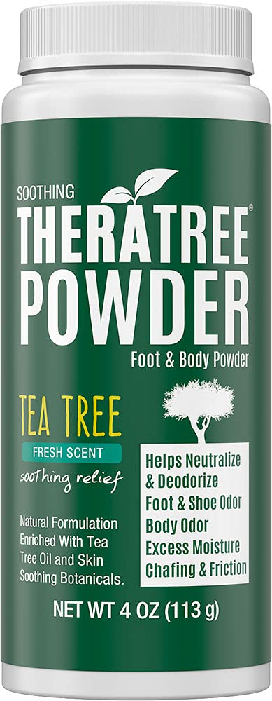 TheraTree Foot, Body and Shoe Powder with Tea Tree for Odor and Moisture Control with Organic and Natural Ingredients - Fresh Scent 4 oz Beauty & Personal Care Oleavine