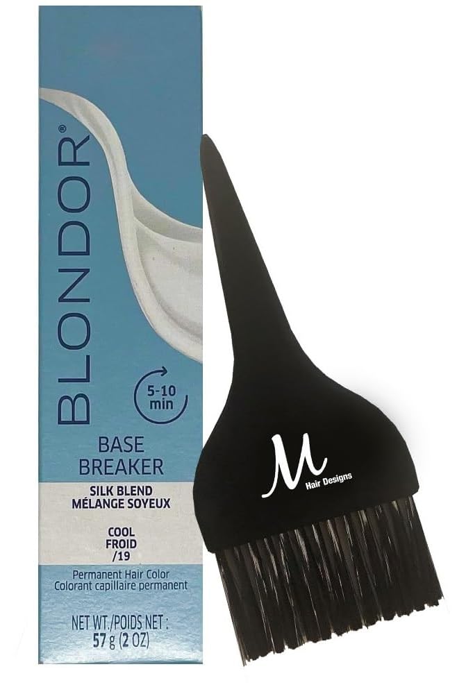Blondor Base Breaker Cool /19 Permanent Hair Color 2 Fl Oz and M Hair Designs Tint Brush (Bundle)