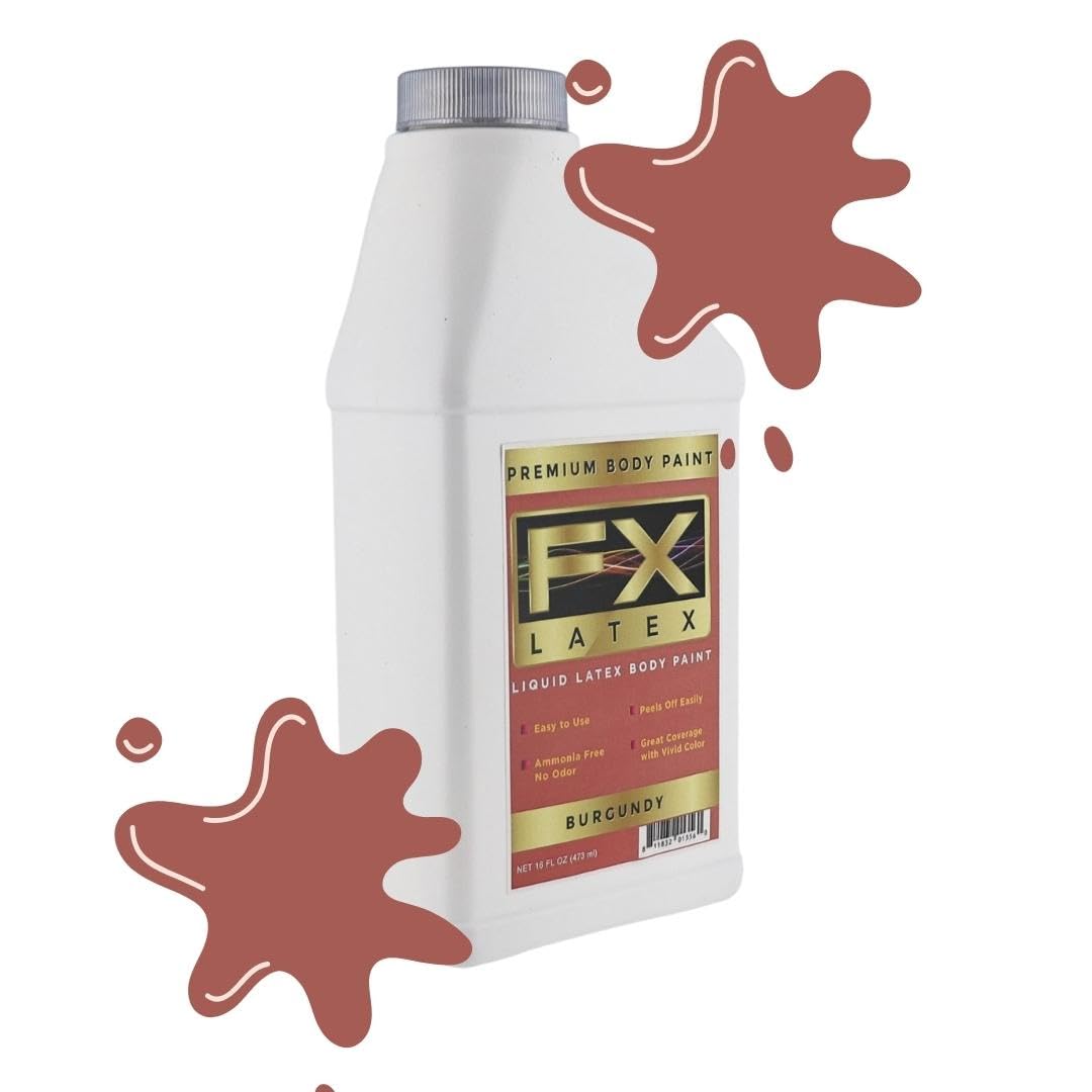 Liquid Latex - Face and Body Paint, Ammonia Free, Easy On and Off, Cosplay Makeup, Create Professional Monster, Zombie Arts 16 Oz (Burgundy) Beauty & Personal Care Liquid Latex Fashions