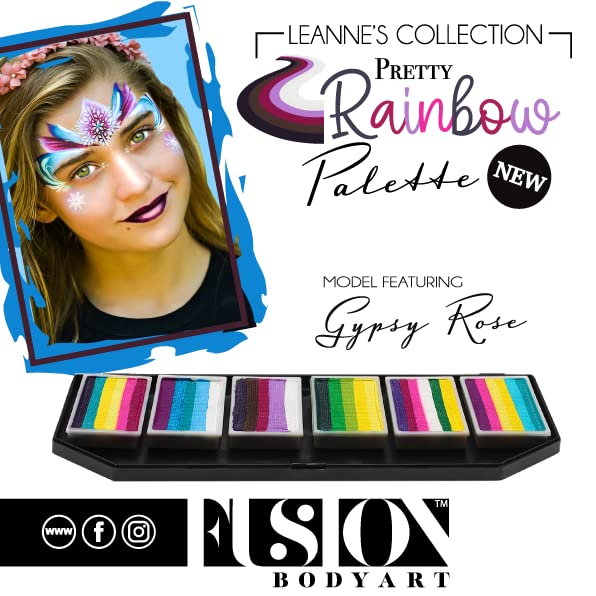 Fusion Body Art Pro Quality Professional Face Painting Palette - Leanne's Pretty Rainbow | Hypoallergenic Safe & Non-Toxic - Perfect for Full Face Beauty & Personal Care FUSION BODY ART