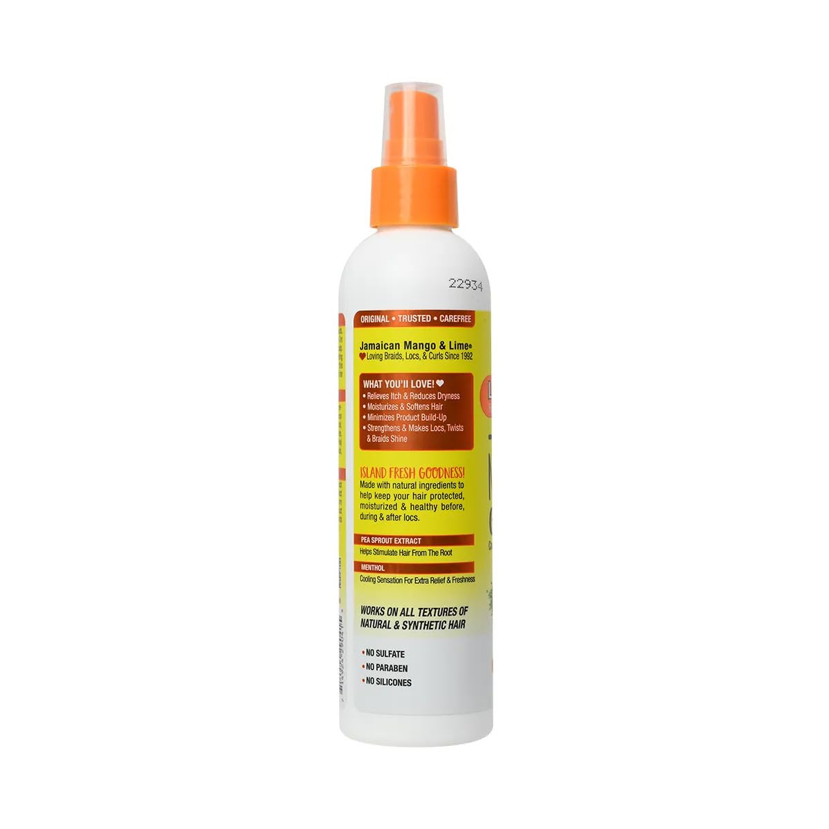 Jamaican Mango & Lime No More Itch Gro Spray - Mentholated Scalp Relief for Locs, Braids & Twists - 8 oz (Pack of 1)